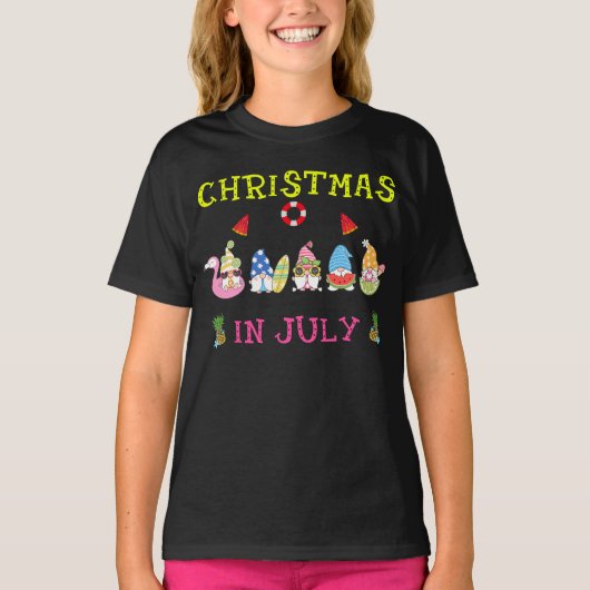 Eerste kerstfeest in juli in Gnomes T-shirt (Voorkant)