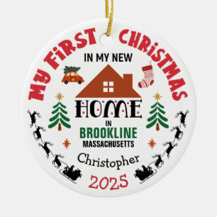 Eerste kerstfeest in mijn nieuwe huis Aangepaste n Keramisch Ornament