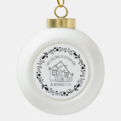 Eerste kerstfeest in nieuw huis zwart-wit ornament (Voorkant)