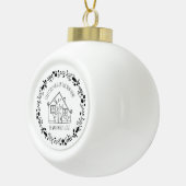 Eerste kerstfeest in nieuw huis zwart-wit ornament (Rechts)