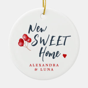 Eerste kerstfeest in nieuwe woning aangepaste foto keramisch ornament