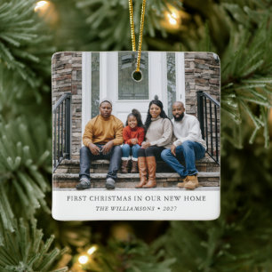 Eerste kerstfeest in nieuwe woning gepersonaliseer keramisch ornament