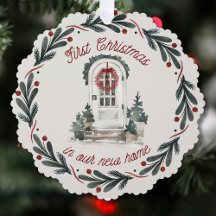 Eerste kerstfeest in nieuwe woning waterverfkrans