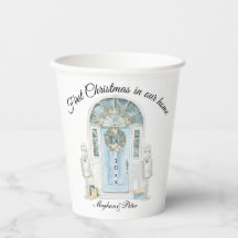 Eerste kerstfeest in ons huis Aquarel blauwe deur