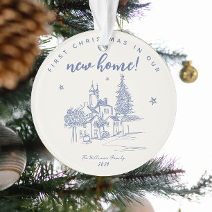 Eerste kerstfeest in ons nieuwe blauwe huis ornament