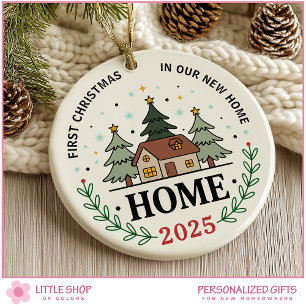 Eerste kerstfeest in ons nieuwe huis aanpasbare fo keramisch ornament