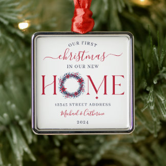 Eerste kerstfeest in ons nieuwe huis Elegante kran Metalen Ornament
