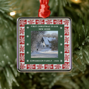 Eerste kerstfeest in ons nieuwe huis foto familien metalen ornament