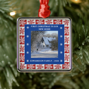 Eerste kerstfeest in ons nieuwe huis foto familien metalen ornament