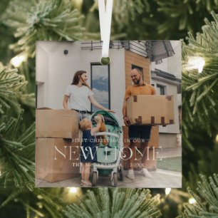 Eerste kerstfeest in ons nieuwe huis Foto Glas Ornament