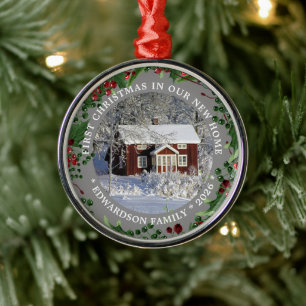 Eerste kerstfeest in ons nieuwe huis foto metalen ornament