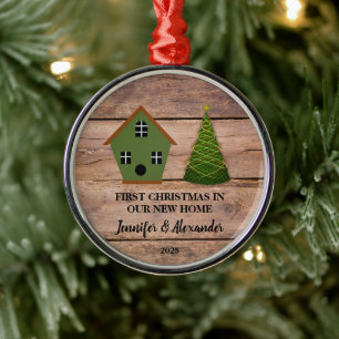 Eerste kerstfeest in ons nieuwe huis houten vogelh metalen ornament