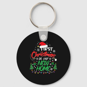 Eerste kerstfeest in ons nieuwe huis huis verwarme sleutelhanger