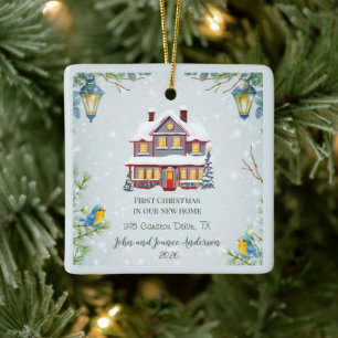Eerste kerstfeest in ons nieuwe huis op maat gemaa keramisch ornament