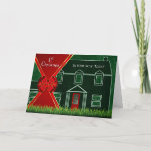 Eerste kerstfeest in uw nieuwe huis Rood en Groen Feestdagen Kaart