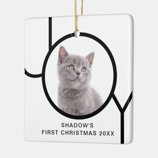 Eerste kerstfeest Joy Cute Cat Kitten Aangepaste F Keramisch Ornament (Links)