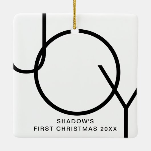 Eerste kerstfeest Joy Cute Cat Kitten Aangepaste F Keramisch Ornament (Achterkant)