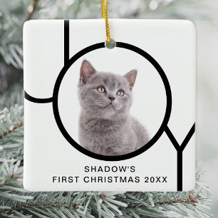 Eerste kerstfeest Joy Cute Cat Kitten Aangepaste F Keramisch Ornament