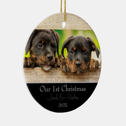 Eerste Kerstfeest Keramisch Ornament (Rechts)