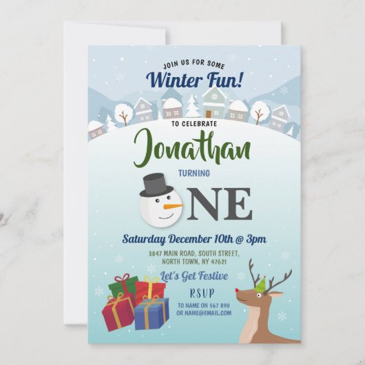 Eerste kerstfeest kerstfeest Santa Snowman ONE Kaart (Voorkant)