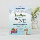 Eerste kerstfeest kerstfeest Santa Snowman ONE Kaart (Staand voorkant)