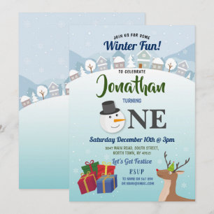 Eerste kerstfeest kerstfeest Santa Snowman ONE Kaart