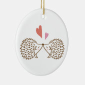 Eerste kerstfeest met aangepaste egel-versiering keramisch ornament (Rechts)