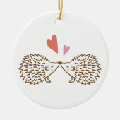 Eerste kerstfeest met aangepaste egel-versiering keramisch ornament (Voorkant)