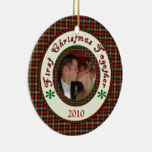 Eerste kerstfeest met aangepaste feestdag Datum Keramisch Ornament (Rechts)