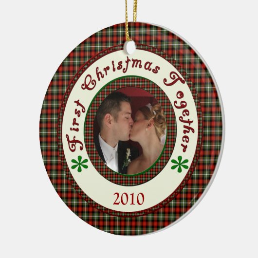 Eerste kerstfeest met aangepaste feestdag Datum Keramisch Ornament (Links)