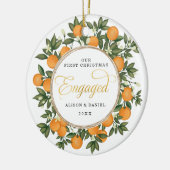 Eerste kerstfeest met bruiloft Citrus Greenery Keramisch Ornament (Links)