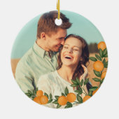 Eerste kerstfeest met bruiloft Citrus Greenery Keramisch Ornament (Achterkant)