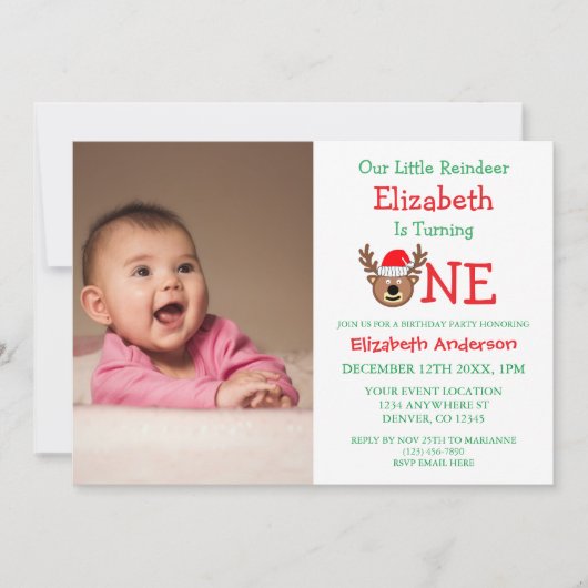 Eerste Kerstfeest met een klein rendiertje Kaart (Voorkant)