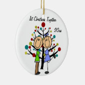 Eerste Kerstfeest met een paar rondes Keramisch Ornament (Rechts)