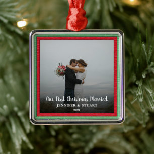 Eerste Kerstfeest met fotopaar Metalen Ornament