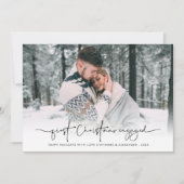 Eerste kerstfeest met foto's overlay jaar feestdagenkaart (Voorkant)