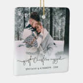 Eerste kerstfeest met foto's overlay jaar keramisch ornament (Rechts)