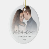 Eerste kerstfeest met foto's overlay jaar keramisch ornament (Rechts)