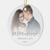 Eerste kerstfeest met foto's overlay jaar keramisch ornament (Links)