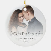 Eerste kerstfeest met foto's overlay jaar keramisch ornament (Achterkant)