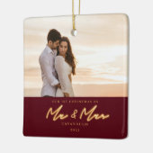 Eerste kerstfeest met Neon Lettering Fotokeramisch Keramisch Ornament (Links)