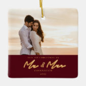 Eerste kerstfeest met Neon Lettering Fotokeramisch Keramisch Ornament (Voorkant)