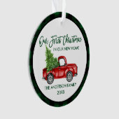 Eerste kerstfeest Nieuwe startpagina Groene vracht Ornament (voorkant)