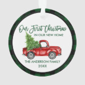 Eerste kerstfeest Nieuwe startpagina Groene vracht Ornament (achterkant)