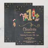 Eerste Kerstfeest op 1 verjaardag Feestdagen Chalk Kaart (Voorkant / Achterkant)