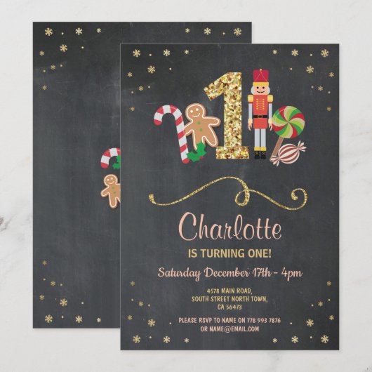 Eerste Kerstfeest op 1 verjaardag Feestdagen Chalk Kaart (Voorkant / Achterkant)