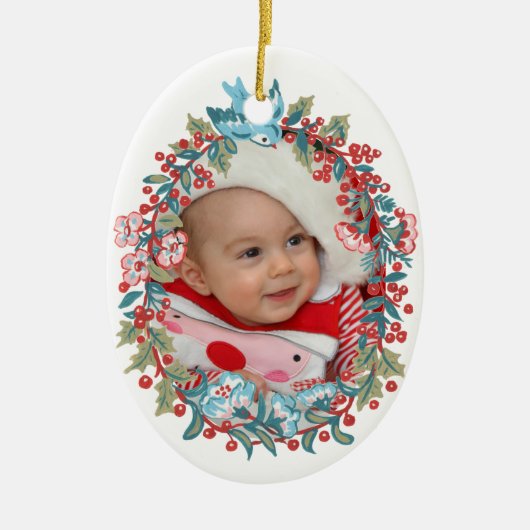 Eerste Kerstfeest op baby's eerste klappertje Keramisch Ornament (Voorkant)