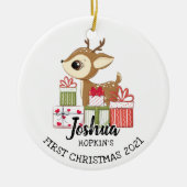 Eerste Kerstfeest op baby's Moeronge bruidsdoet Keramisch Ornament (Voorkant)