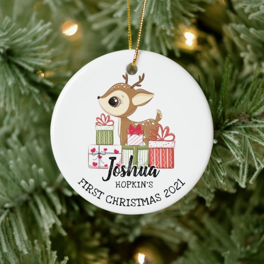 Eerste Kerstfeest op baby's Moeronge bruidsdoet Keramisch Ornament (Boom)