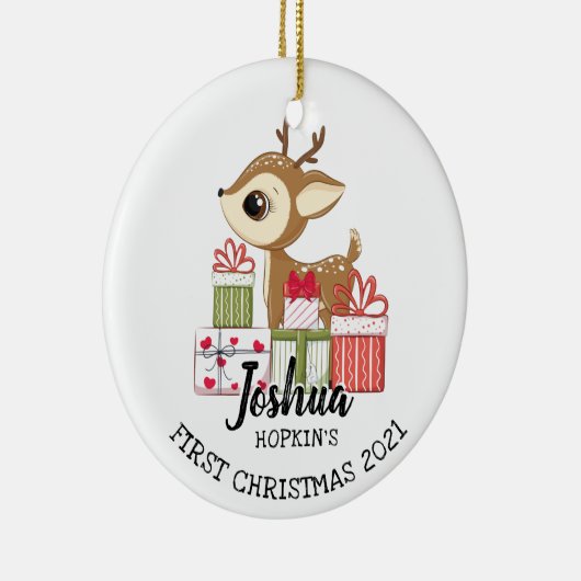 Eerste Kerstfeest op baby's Moeronge bruidsdoet Keramisch Ornament (Rechts)